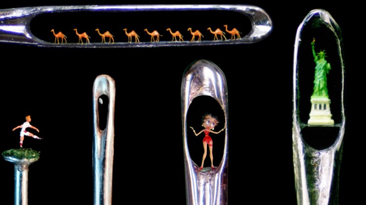 Micro-sculptures that fit in the eye of a needle