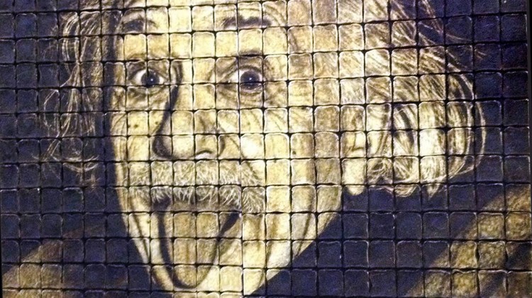8ft portrait of Einstein made with toast