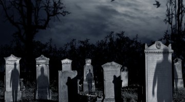 shadows in cemetery