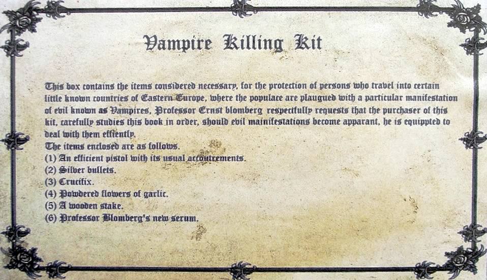 Vampire Killing Kit Label